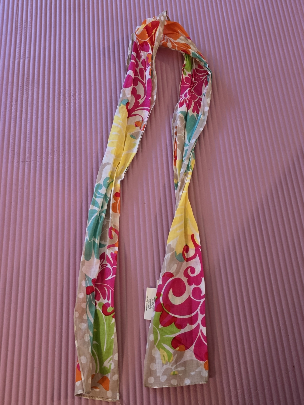 thirty-one Bright Multicolor Floral purse Scarf in Pink, Yellow, Green, Blue